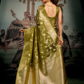 Regal Olive Green Premium Soft Silk Weaving Designer Saree for Women