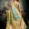 Dazzling Teal Blue Premium Soft Silk Weaving Designer Saree for Women