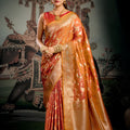 Radiant Orange Premium Soft Silk Weaving Designer Saree for Women