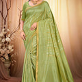 Elegant Pista Green Assam Silk Saree with Weaving Work for Women