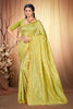 Vibrant Lime Green Assam Silk Saree with Traditional Weaving Work for Women