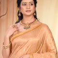 Charming Peach Pink Assam Silk Saree Weaving Work for Women