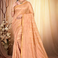 Charming Peach Pink Assam Silk Saree Weaving Work for Women