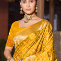 Radiant Mustard Yellow Soft Silk Saree Weaving Work for Women