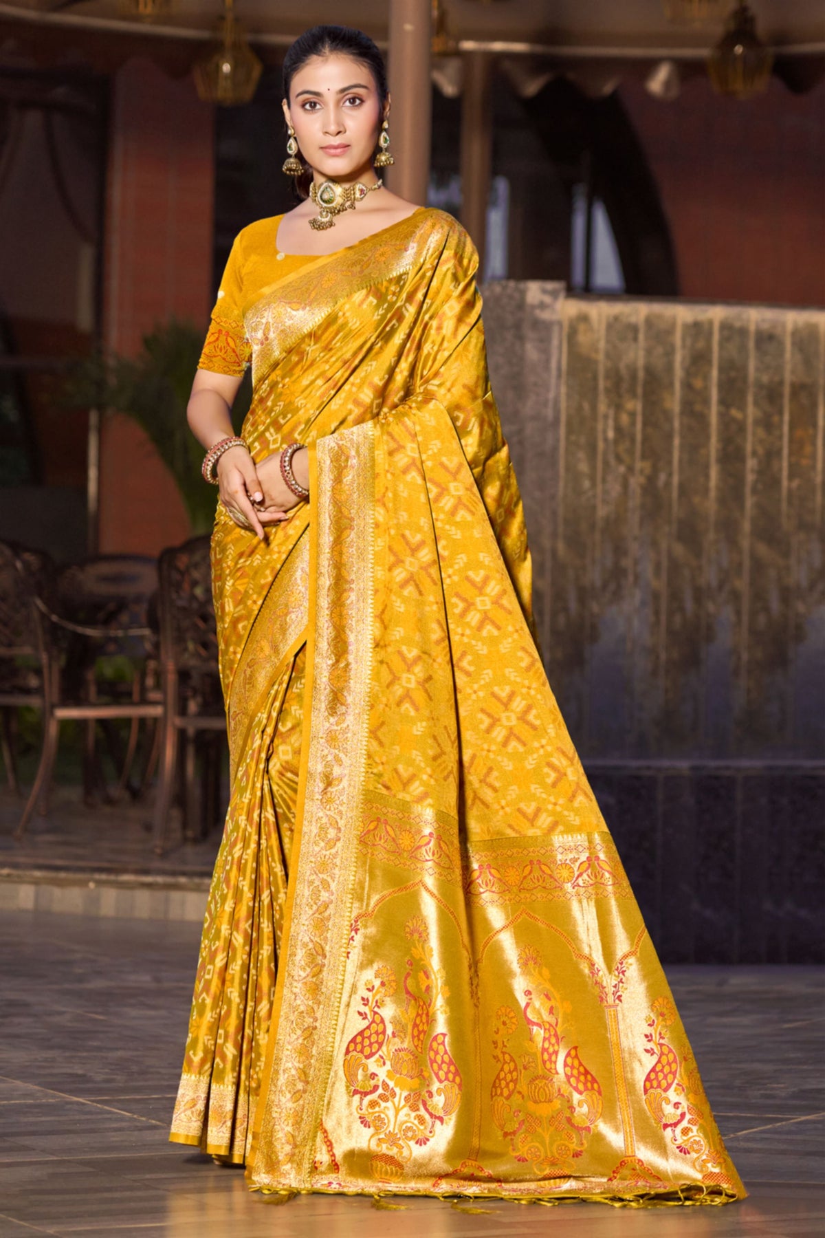 Radiant Mustard Yellow Soft Silk Saree Weaving Work for Women