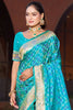 Striking Teal Blue Soft Silk Saree with Traditional Weaving Work for Women
