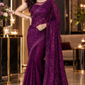 Radiant Purple Georgette Silk Saree with Sequin Work for Women