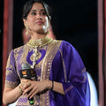 Glorious Purple Vichitra Silk Designer Lehenga Choli with Embroidery Work and Matching Dupatta