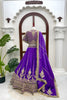 Glorious Purple Vichitra Silk Designer Lehenga Choli with Embroidery Work and Matching Dupatta