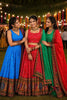 Gorgeous Green Crepe Satin Printed Designer Lehenga Choli with Contrast Red Dupatta