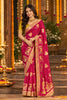 Vibrant Rani Pink Dola Silk Saree Handwork, Cut Dana Work Weaving for Women