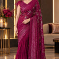 Radiant Rani Pink Georgette Silk Saree with Sequin Work for Women