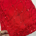 Premium Red NC Moss Saree Sequin Embroidery Work for Women