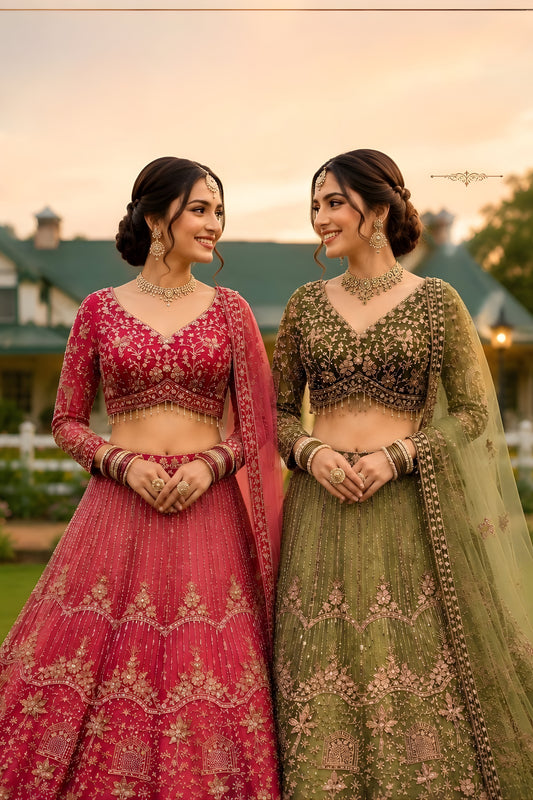 Royal Rani Pink Designer Lehenga Choli with Heavy Embroidery Work and Soft Net Dupatta