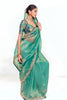 Sea Green Designer Georgette Saree Heavy Gold Embroidery Party Wear