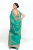 Sea Green Designer Georgette Saree Heavy Gold Embroidery Party Wear
