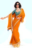 Orange Georgette Saree with Gold Lace Border and Printed Blouse