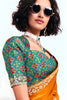 Orange Georgette Saree with Gold Lace Border and Printed Blouse