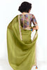 Olive Green Georgette Saree with Embroidered Lace Border