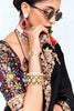 Black Georgette Saree with Gold Lace Border Designer Printed Blouse