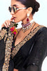 Black Georgette Saree with Gold Lace Border Designer Printed Blouse