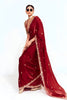 Wine Red Georgette Saree Heavy Embroidered Lace Border Designer Blouse