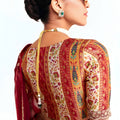 Wine Red Georgette Saree Heavy Embroidered Lace Border Designer Blouse