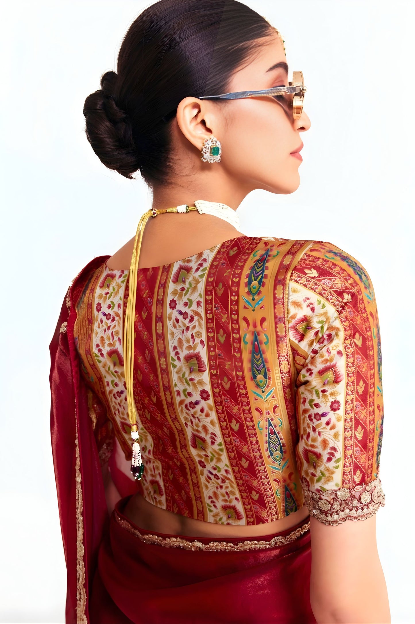 Wine Red Georgette Saree Heavy Embroidered Lace Border Designer Blouse