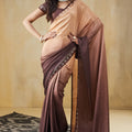 Brown Beige Silk Saree Designer Blouse Party Wear Saree