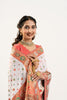 White Printed Traditional Saree with Ethnic Border Orange Blouse