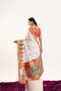 White Printed Traditional Saree with Ethnic Border Orange Blouse