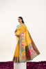 Yellow Banarasi Silk Saree with Contrast Green Blouse Festive Wear