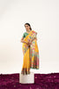 Yellow Banarasi Silk Saree with Contrast Green Blouse Festive Wear