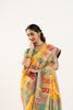 Yellow Banarasi Silk Saree with Contrast Green Blouse Festive Wear