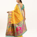 Yellow Banarasi Silk Saree with Contrast Green Blouse Festive Wear