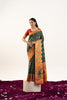 Designer Bottle Green Patola Silk Saree with Rich Red Contrast Blouse 