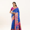 Royal Blue Patola Printed Silk Saree with Rich Pallu Contrast Pink Blouse