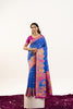 Royal Blue Patola Printed Silk Saree with Rich Pallu Contrast Pink Blouse