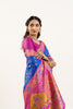 Royal Blue Patola Printed Silk Saree with Rich Pallu Contrast Pink Blouse