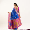 Royal Blue Patola Printed Silk Saree with Rich Pallu Contrast Pink Blouse