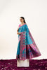 Teal Blue Banarasi Silk Saree Pink Border Festive Wear Saree