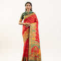 Traditional Red Patola Silk Saree Gold Zari Festive Wear Saree