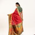 Traditional Red Patola Silk Saree Gold Zari Festive Wear Saree