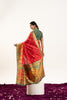 Traditional Red Patola Silk Saree Gold Zari Festive Wear Saree