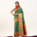 Green Patola Print Silk Saree with Rich Contrast Border Traditional Pallu 