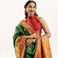 Green Patola Print Silk Saree with Rich Contrast Border Traditional Pallu