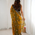 Premium Gold Fendy Satin Embroidered Saree Blouse Piece Party Wear