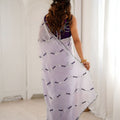Stylish Lavender Fendy Satin Embroidered Saree Blouse Piece for Party Wear