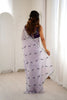 Stylish Lavender Fendy Satin Embroidered Saree Blouse Piece for Party Wear