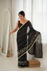 Elegant Black Star Georgette Saree Multi Thread Beads Embroidery Work for Women